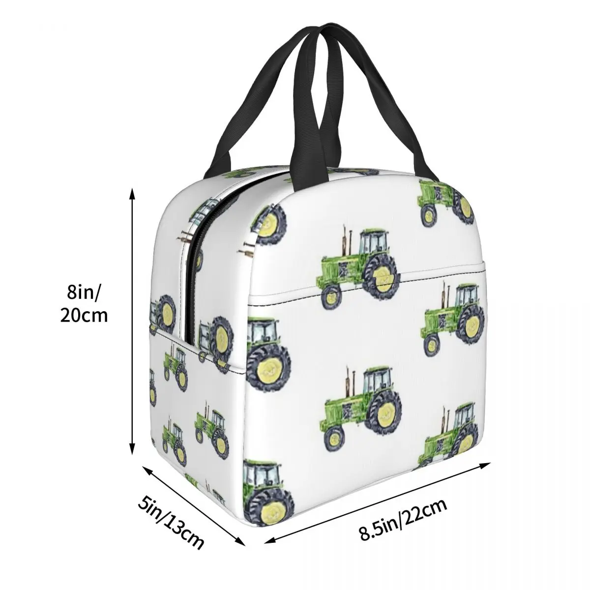 Green Tractor Print Kids Room Wall Decor Painting Watercolour Lunch Bags Insulated Bento Box Lunch Tote Resuable Picnic Bags