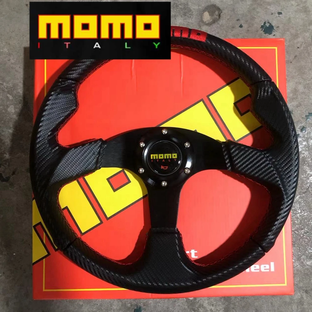 

14Inch MOMO Universal 350MM Racing Drift MOMO Steering Wheel Car Carbon Leather JDM Steering Wheel Volantes For VW HONDA TOYOTA