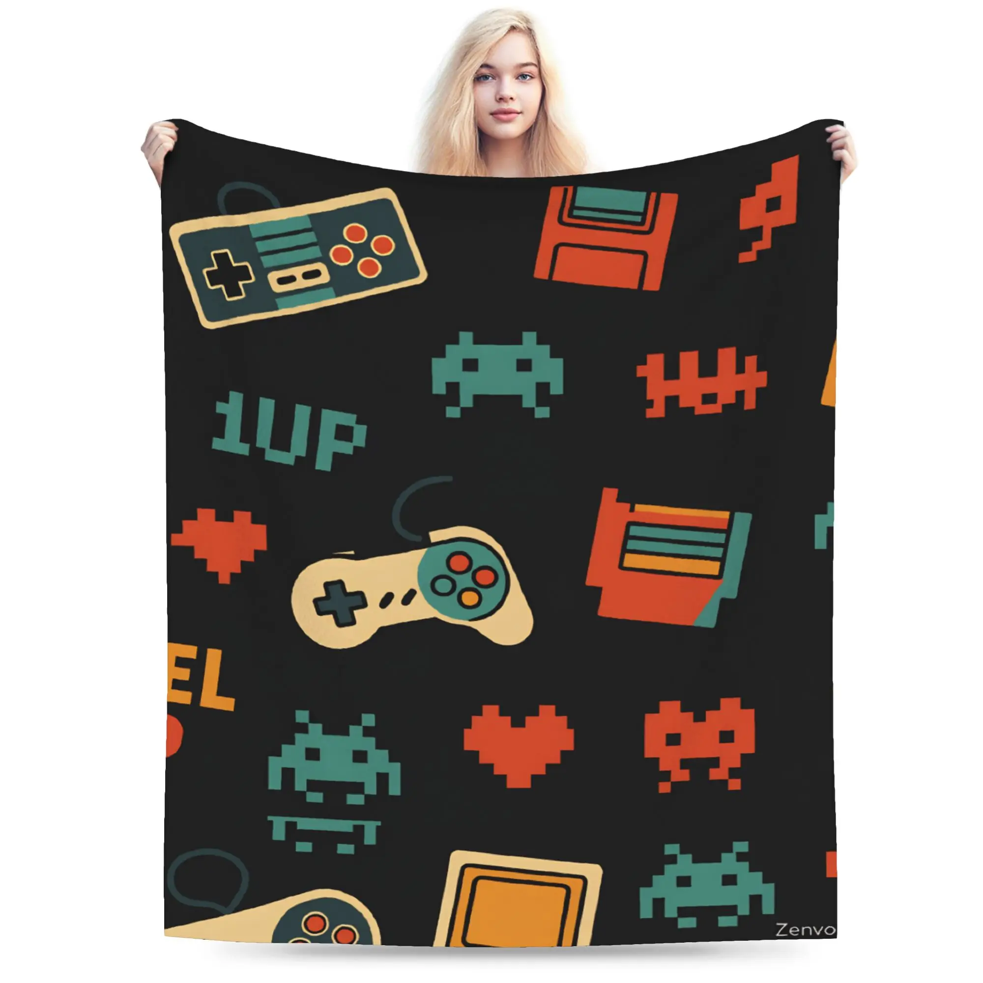 L'évolution des couvertures de jeux vidéo : Couverture en peluche chaude et douce à motifs pour enfants, idéale pour canapé, chaise, ou comme couvre-lit en flanelle.