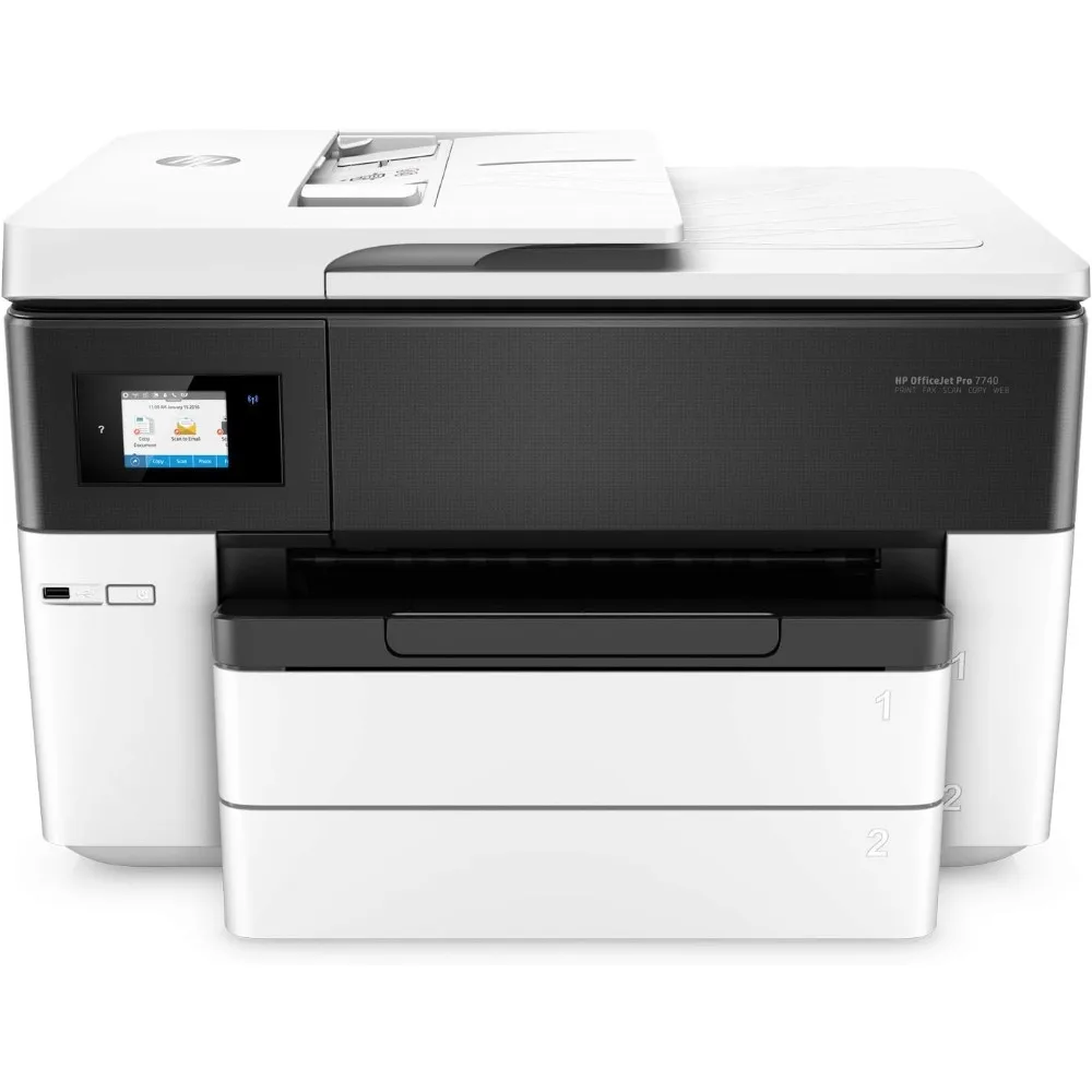 

OfficeJet Pro 7740 Wide Format All-in-One Color Printer with Wireless Printing, Works with Alexa (G5J38A), White/Black