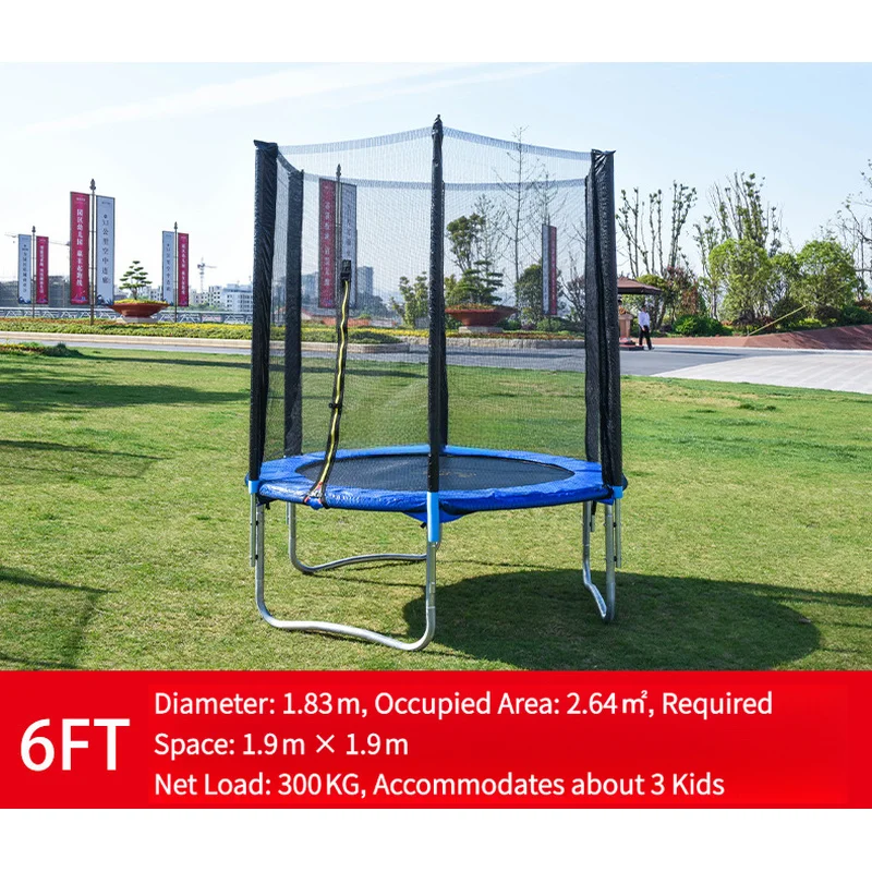 Trampoline for children, indoor and outdoor, large outdoor trampoline for adults with safety net, children's bouncy trampoline