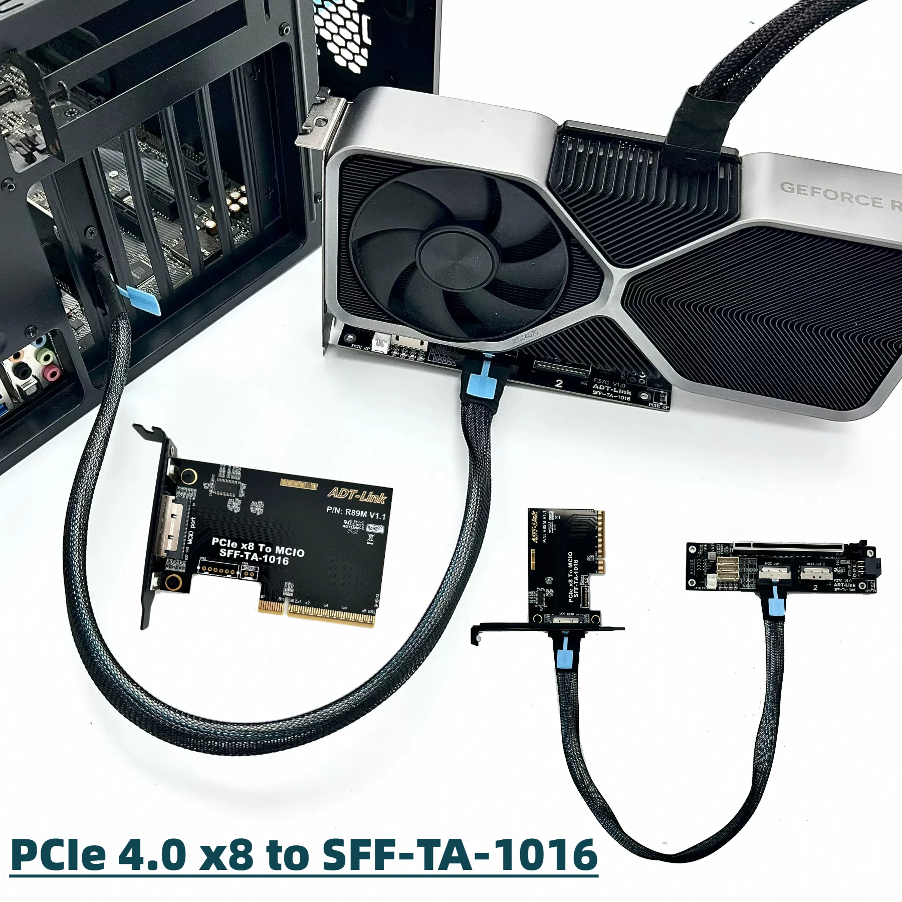 ADT-Link External Graphics Card Split Card Pcie 4.0 X8 To MCIO SFF-TA-1016 Adapter Card GEN4 X8 To X16 One-Drag-One 2U4U Chassis