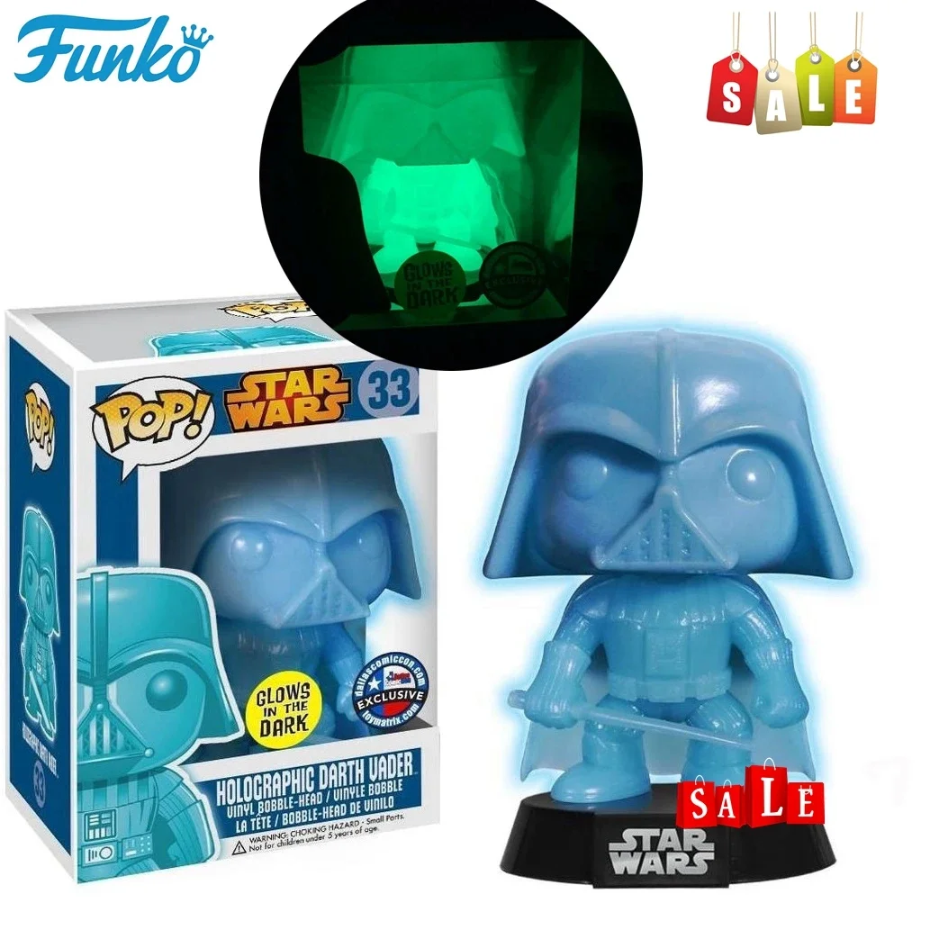 ファンコ-ポップ-スター・ウォーズ-ホログラフィック-ダース・ベイダー-33--コレクションビニールフィギュアおもちゃ暗闇で光る独占ボブルヘッドモデルおもちゃ