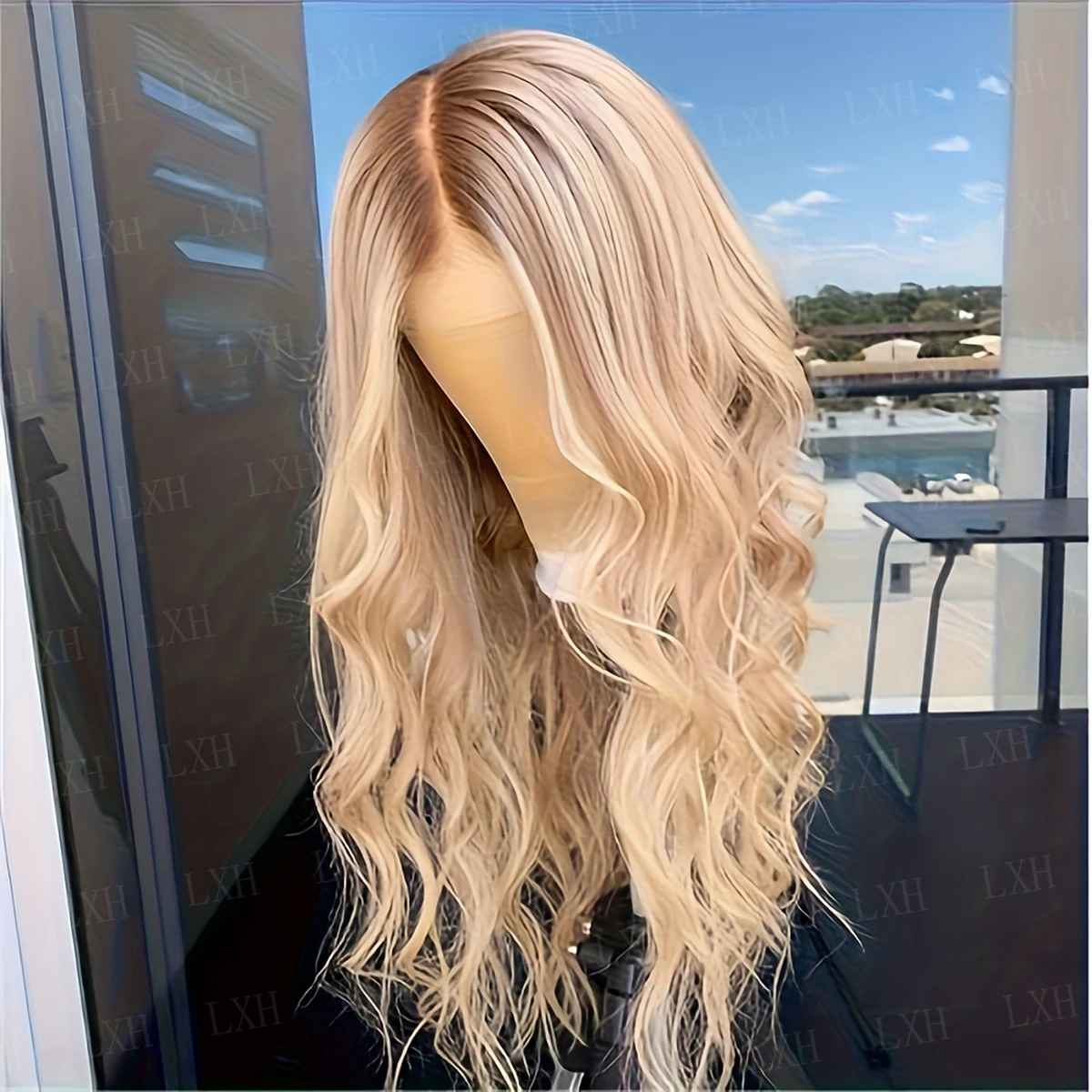Highlight Blond 24Inch Long 180%Density Body Wave HD Lace Frontal Wigs Hair Pre Plucked Hair Wigs For Women Baby Hair Deep Part