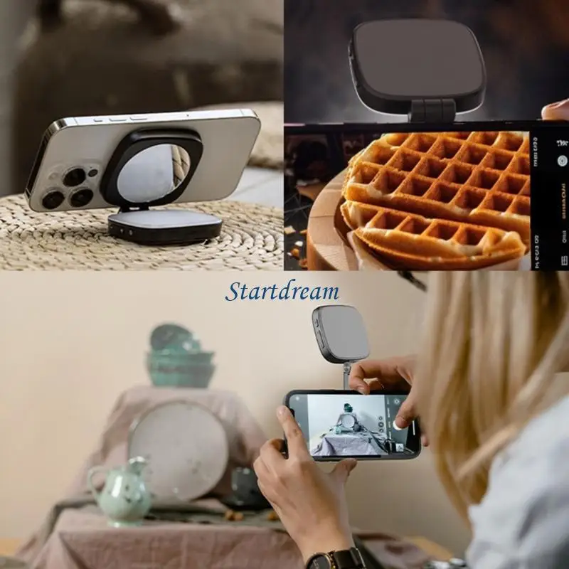 

Foldable Phone LED Fill Light with Mirror for Makeup Photography Recording 3000-6500K Selfie Light for Phone K92C