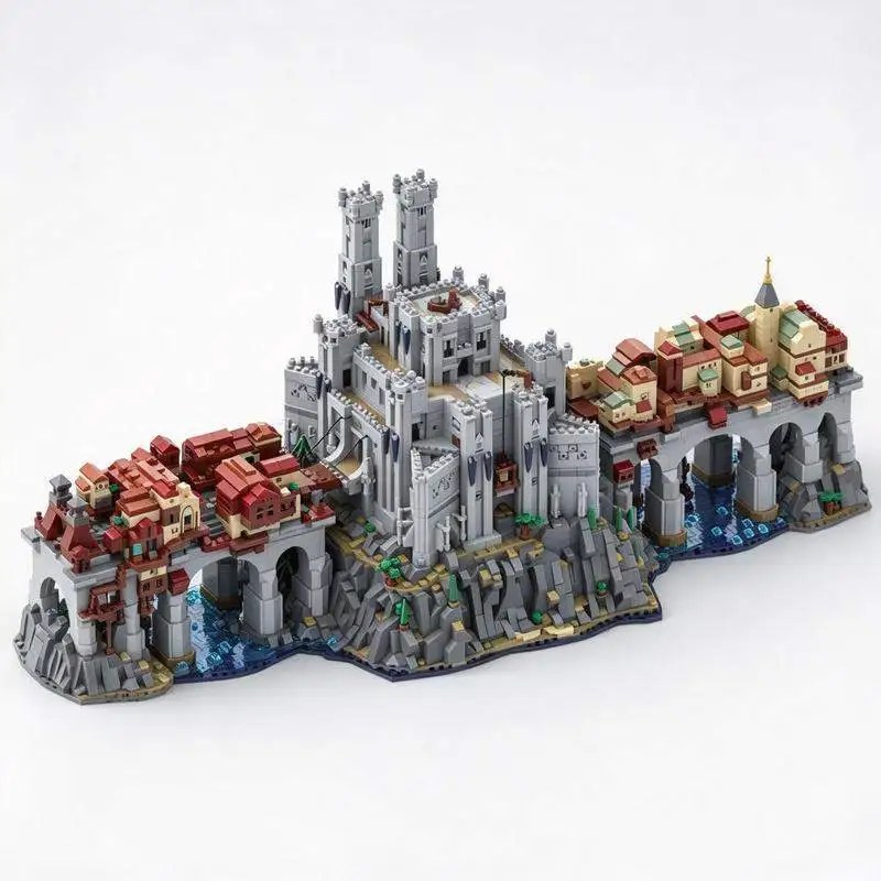 9530PCS Fantasy Medieval Bridge City Castle Town Model MOC Building Blocks Custom Puzzle DIY Assembly Brick Home Decor Gift