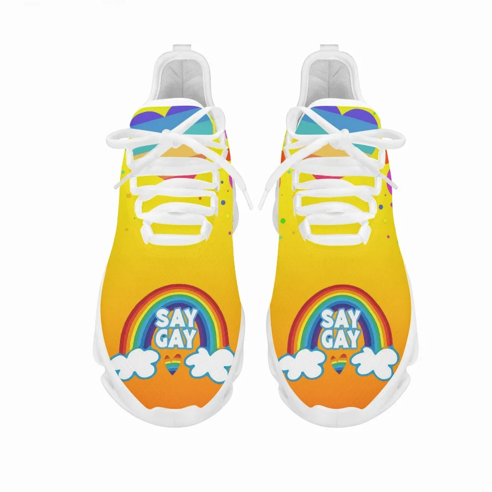 Casual Shoes for Women Brand Design LGBT Friends Rainbow Flag Print Flats Sneakers for Men Lace Up Footwear zapatos