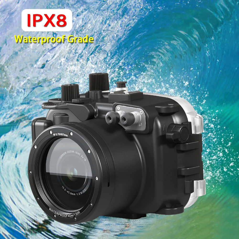 Seafrogs Waterproof Camera Housing Cover Box for Canon G7X III 130FT/40M Underwater Depth Diving Case