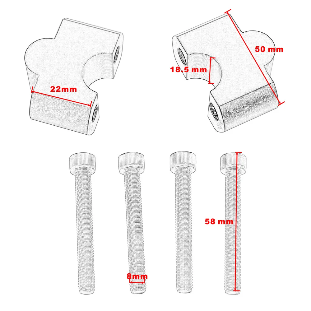 Fit for Kawasaki Versys X300 2017-2018 Motorcycle Handlebar Riser Aluminum Extension Clamp Kit Adapters Brackets