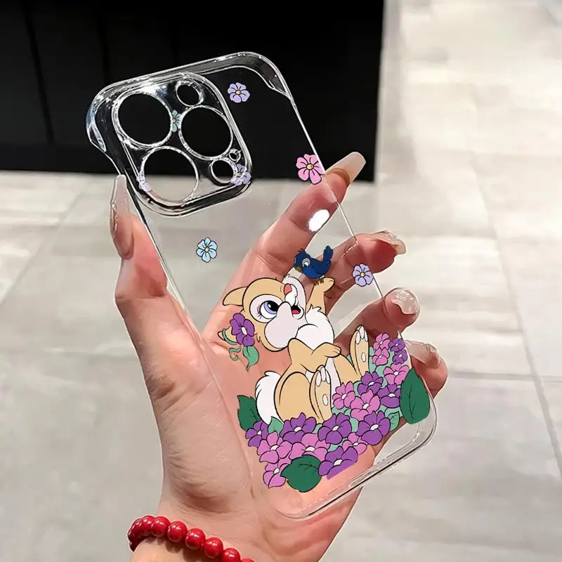 phone case for Apple iphone 16 15 pro max cases 11 16plus 12 14 13 borderless cooling clear fundas Bambi Deer Rabbit Thumpers