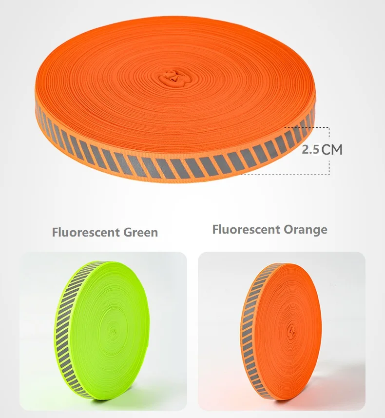 2,5 cm x 50 Jahre Twill Reflektierendes Gurtband Polyester Reflektierendes Klebeband Nähen für Kleidung – Detail 5