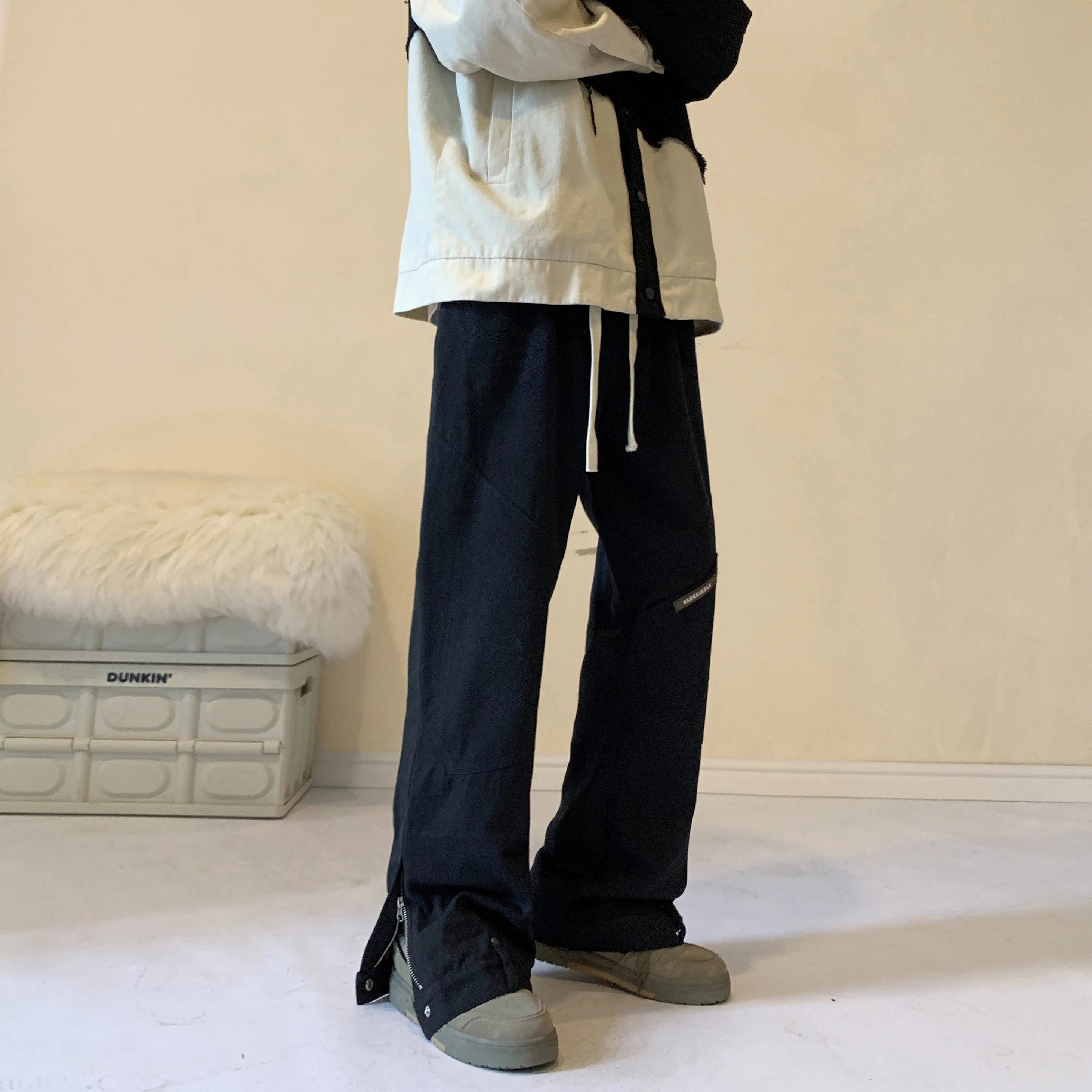 

Ретро-американские рабочие брюки для мужчин, новые прямые повседневные длинные брюки на весну-осень, расклешенные брюки в стиле лесоруба, модные молодежные брюки