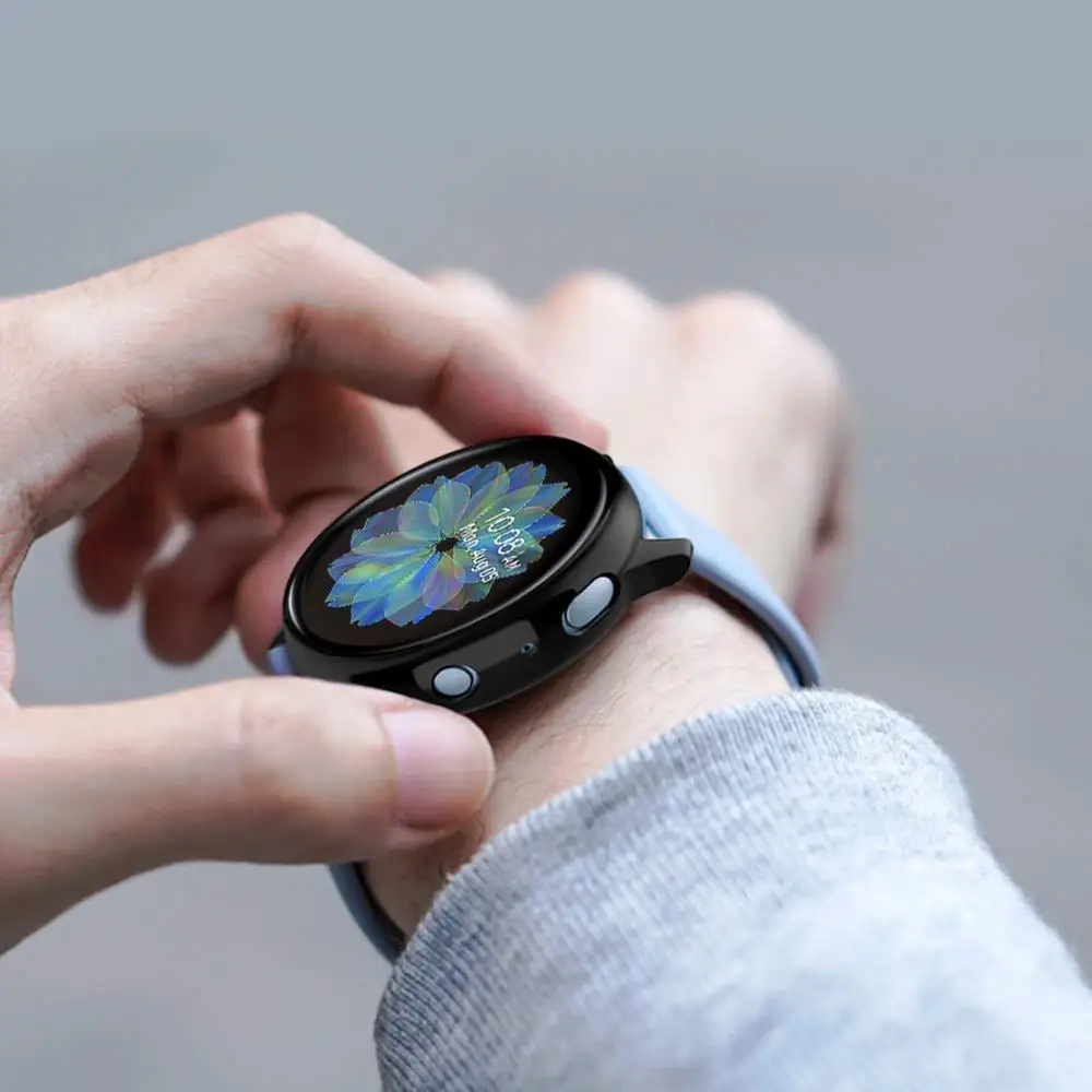 Coque en verre et film de protection d'écran pour Samsung Galaxy Watch, Active 2, 44mm, 40mm, pare-chocs complet, 44mm, 40mm