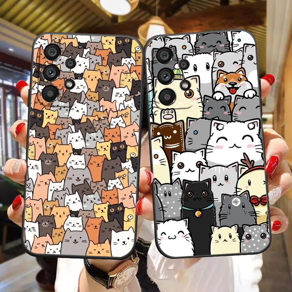 Cartoon Cat Pattern Phone Case For Samsung A73 A72 A71 A57 A56 A55 A54 A53 A52 A37 A36 A35 A32 A23 A22 A17 A16 A14 A33 A34 Case