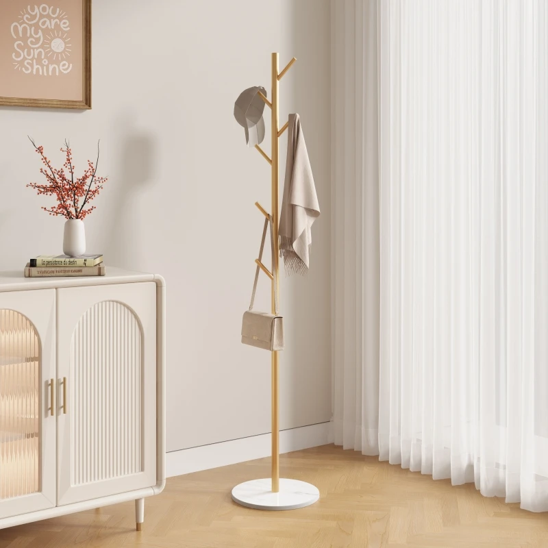 Marble coat rack, simple floor-standing clothes rack for bedroom, minimalist modern bag and clothing hanger for home use