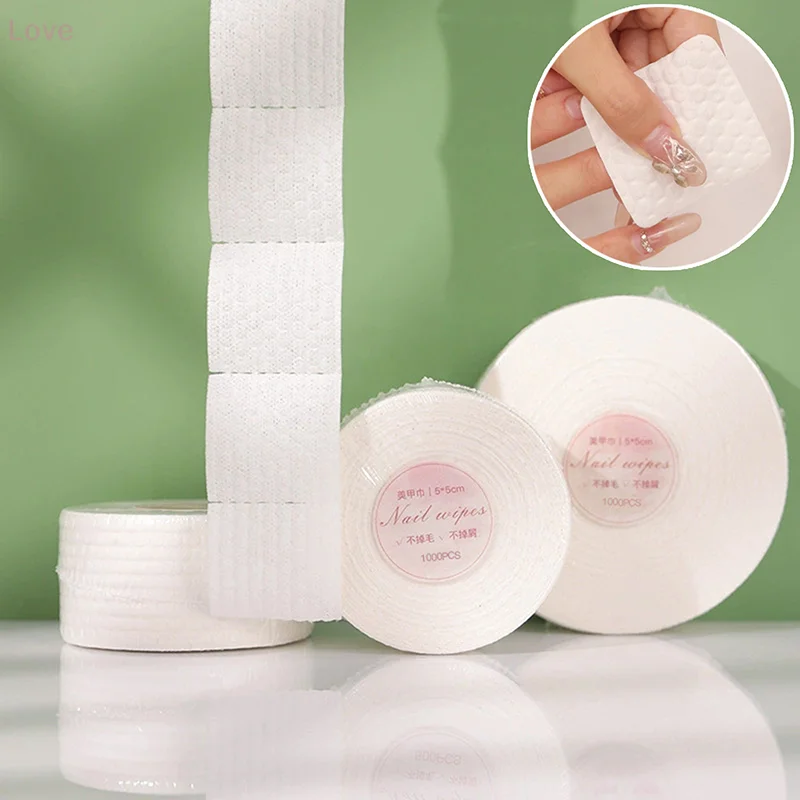 Rouleau de dissolvant d'ongles en coton jetable, 1000 pièces/rouleau, lingette de trempage non pelucheuse, vernis Gel en coton, tampon de nettoyage pour Nail Art