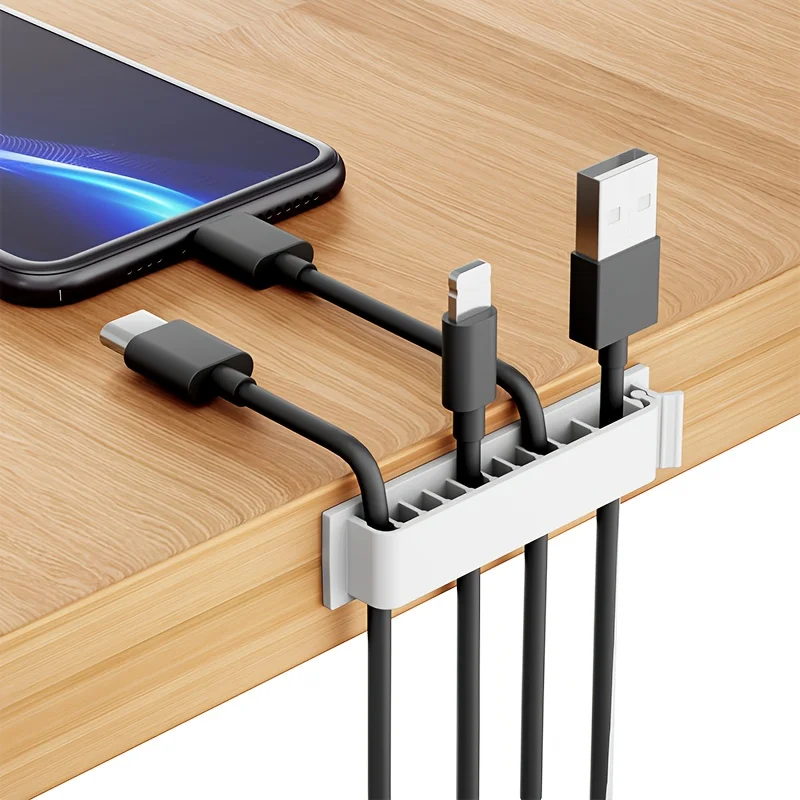 Self-Stick Cable Organizer Clips with 10 Slots, 3 Pieces Universal Cord Holders for Home, Office and Vehicle Use