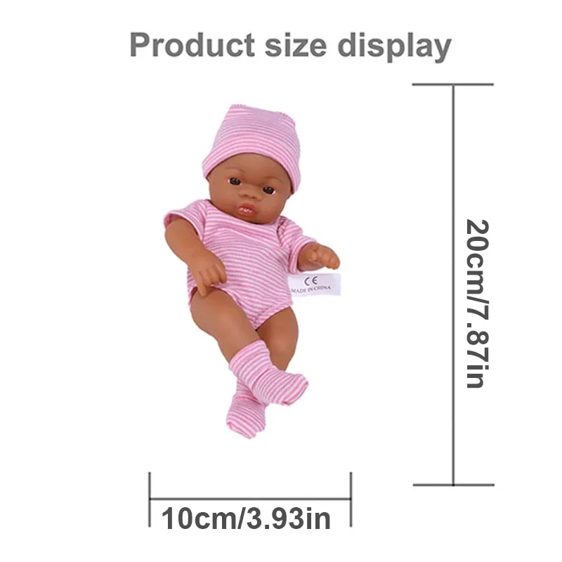 Brown Reborn Dolls Mini Soft and Full Body Vinyl Newborn Doll 20cm Baby Toys Soft Touch High Quality Doll for Children Toys Gift