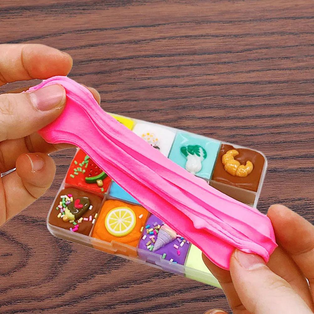 

12-цветная рамэн, грязь, фрукты, игрушка для снятия стресса, вечеринка, глина, пюре, хлопок, подарки на день рождения, развивающие игрушки, клей)