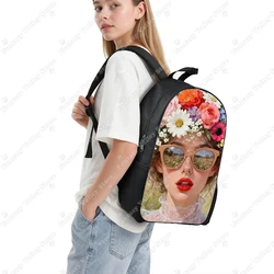 Beautiful Elegant Woman Among The Flowers Backpack Rucksack Children School Bags for Teenager Laptop School Backpacks