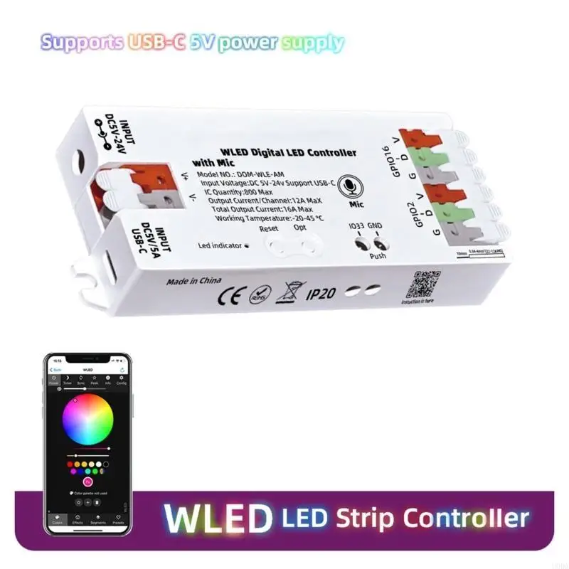  WiFi LED Controllers Music Sensitive‌ LED Strips Driver Voice Controls Home Assistants Integration for WS2812B