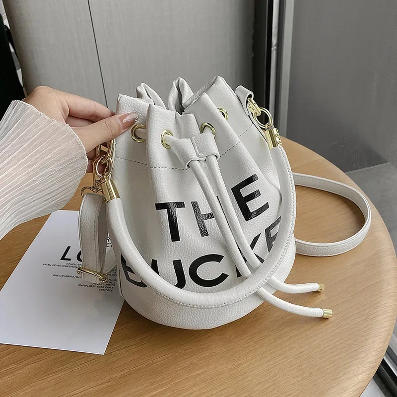 

Luxury Designer Bucket Bags for Women 2025 New Letter Handbag Fashion Pu Leather Shoulder Bag Woman High Quality Crossbody Bag