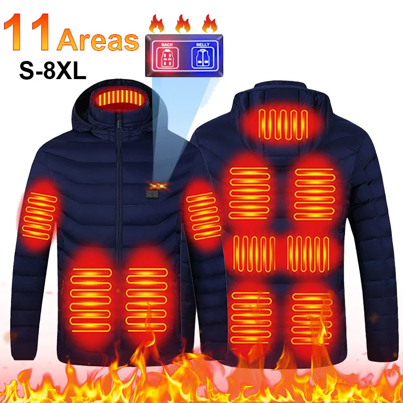 

11-зонная куртка с подогревом, зимняя электрическая мужская и женская куртка, USB-куртка с подогревом, жилет с подогревом, мото-термопальто, одежда S-8XL