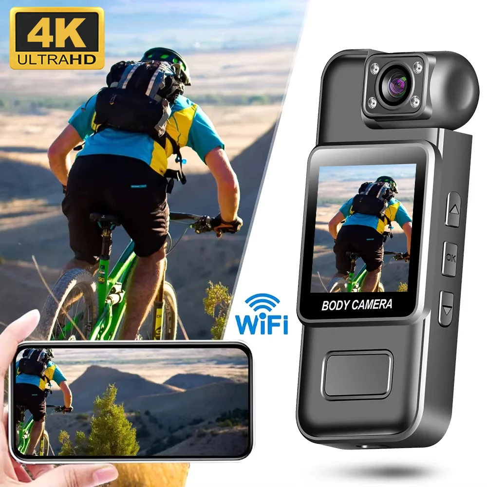 4K WiFi Mini Action Camera Infrared Night Vision 120° DV Small Wearable Body Camcorder for Cycling Motorcycle Outdoor Sports
