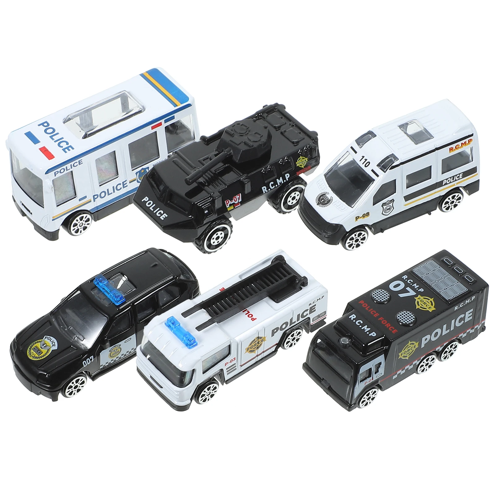 6pcs Police Set Diecast Simulation Inertia Control Kids Car For Play Gift Decoration Children Car Non-Remote Control