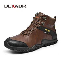 DEKABR New Comfortable Genuine Leather Men Boots Winter Warm Fur Ankle Boots Handmade Fashion Designer Boots Size 38-46