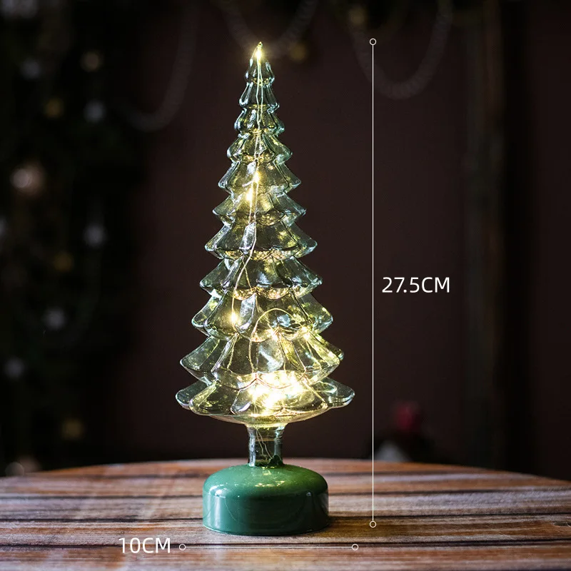 Christmas Tree Glass Night Light Home Christmas Party Atmosphere Desktop Decoration LED Luminous Christmas Decoration Ornament