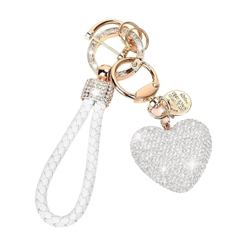 Diamantes exquisitos Diamantes Corazón Studded Keychain Handmer Handmer Chay Car Accessory C71A