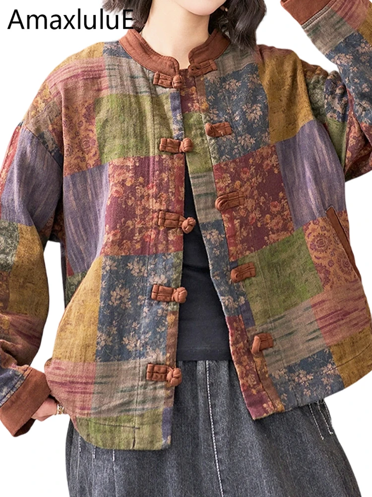 

Amax LuluE Chinese Design Fashion Printed Jacket Womens Spring Vintage Coats 2026 Ladies Classic Casual Floral Loose Outerwear