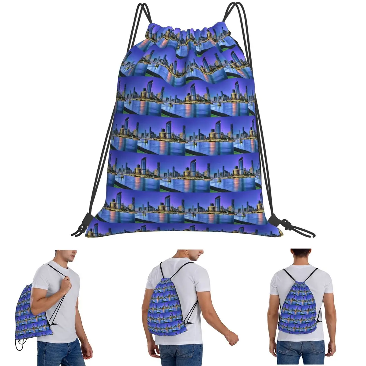 

Skyline Of Brisbane At Sunset Backpacks Fashion Drawstring Bags Sundries Bag Book Bags for Man Woman Students