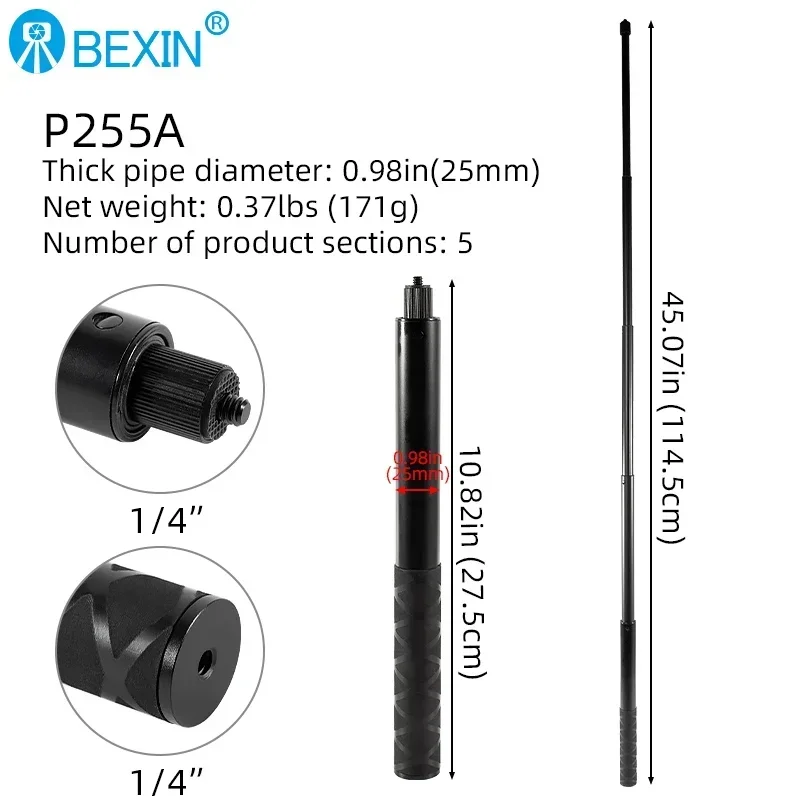 BEXIN Handheld Bar stabilizer adapter stick Adjustable tripod monopod Center Column Extension Tube extension Telescopic rod