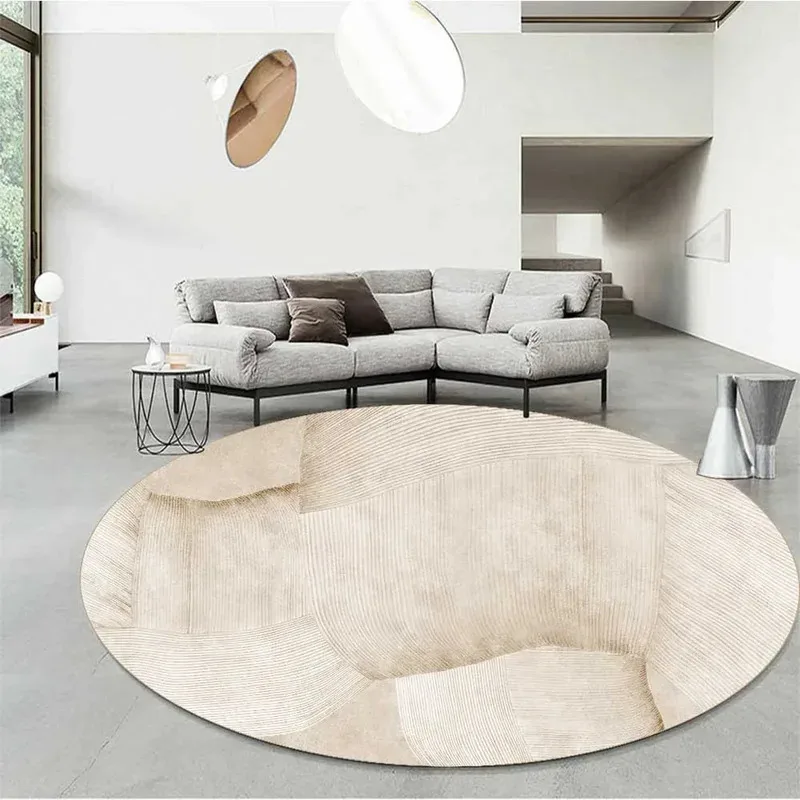

MNV23Light Luxury Abstract Round Carpet for Bedroom Decor Rugs Dresser Computer Chair Non-slip Lounge Rug Home Balcony Sofa 9Gb