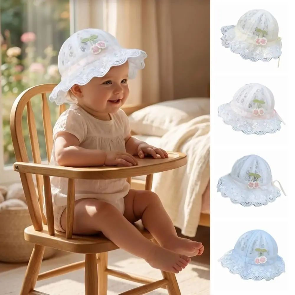 Cute Polyester Bucket Hat Lightweight Soft Basin Hat Sun Protection Skin-Friendly Infant Sun Cap