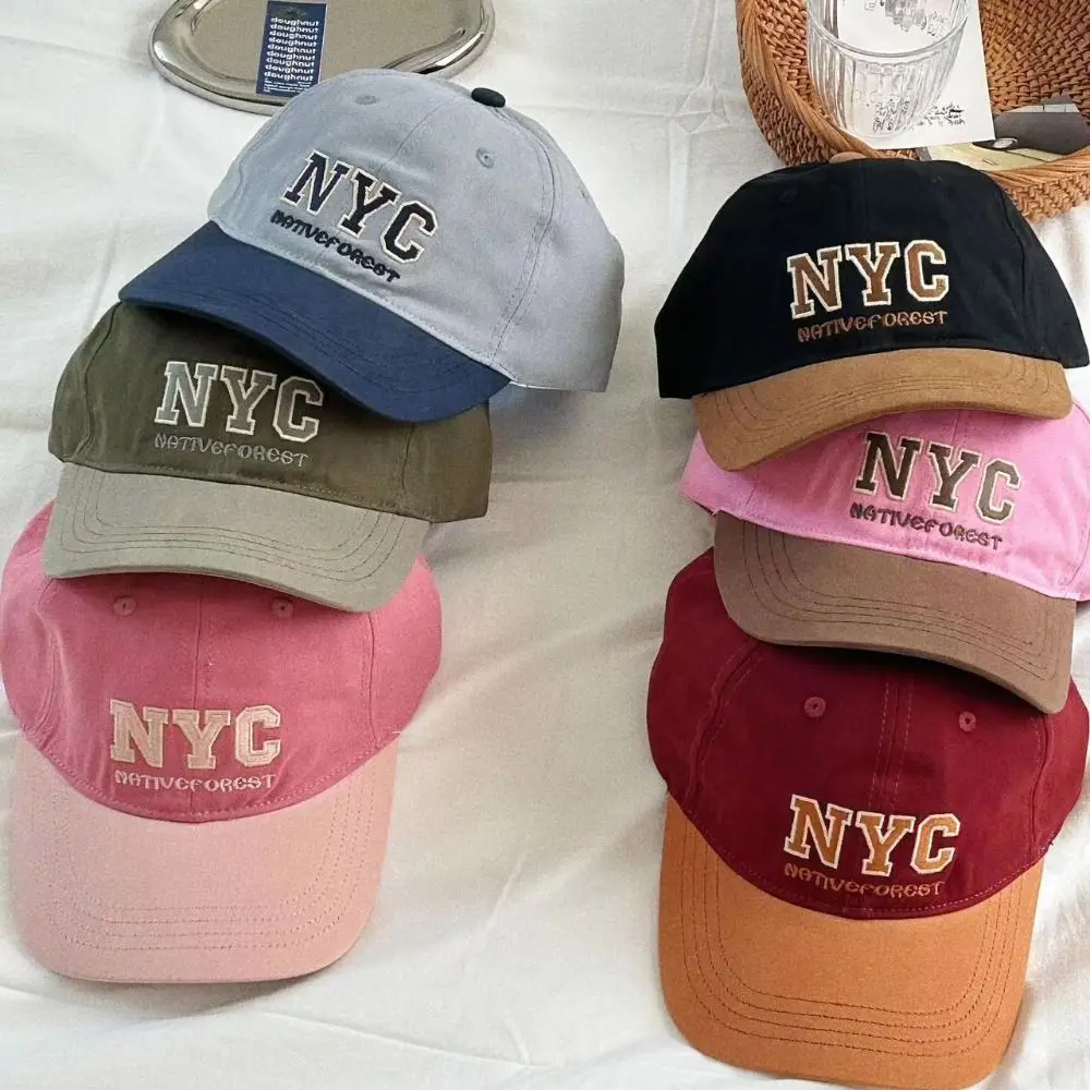 

Cotton Sports Baseball Cap Letters Adjustable Vintage Duck Tongue Cap Patchwork Color Sun Protection