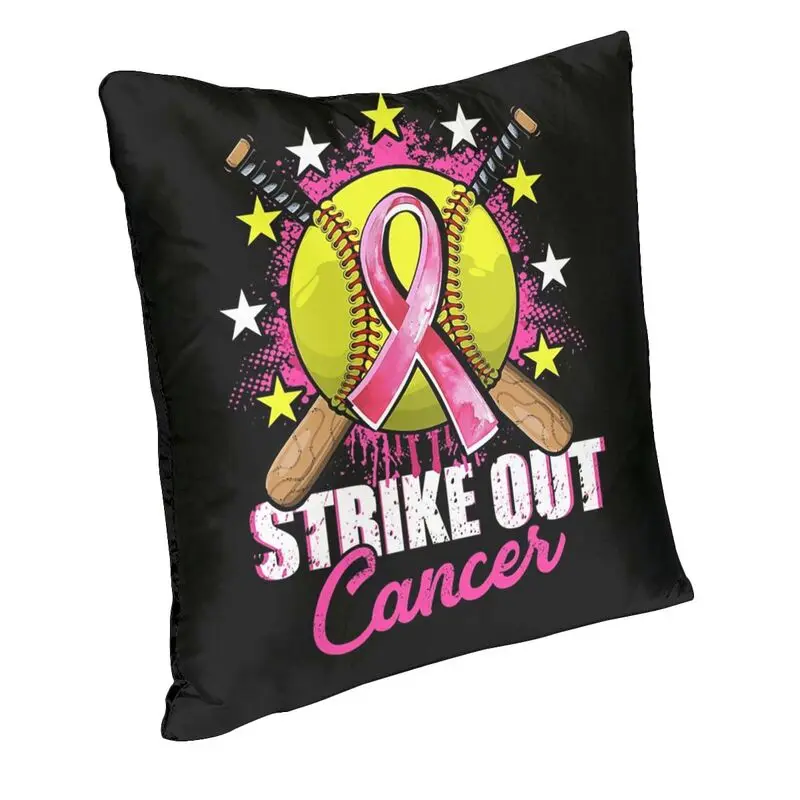 Strike Out Breast Cancer Awareness Day Pink Ribbon Softball Cushion Cover 40x40cm Soft Luxury Pillow Case Home Decoration