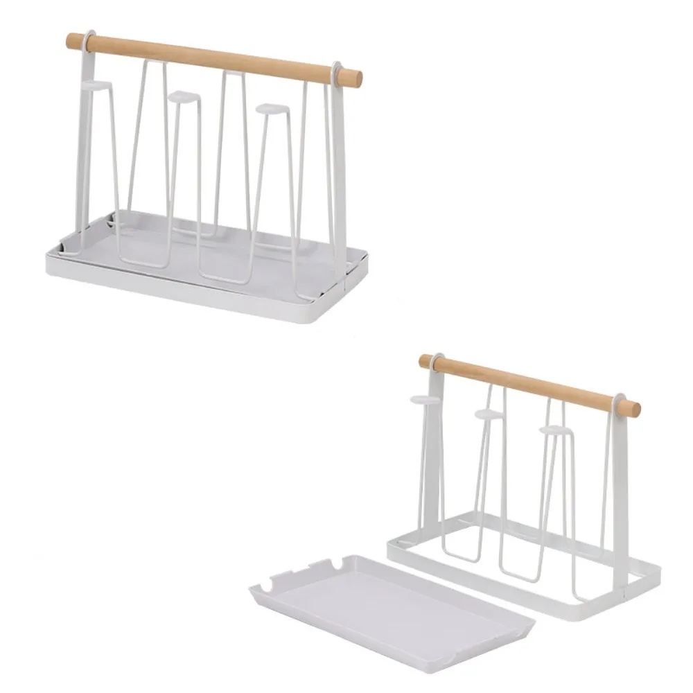 

Прочная сушилка для чашек в японском стиле, компактная подвесная полка для чашек стоячего типа с держателем для бутылок со сливным поддоном