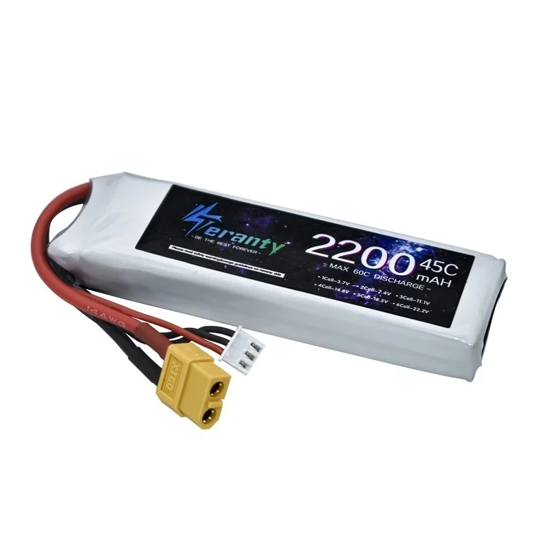 بطارية ليبو 7.4 فولت 2200 مللي أمبير في الساعة 45C مع قابس T JST XT30 XT60 لطائرة هليكوبتر RC كوادكوبتر قطع غيار طائرات بدون طيار بطارية 7.4 فولت 2 ثانية