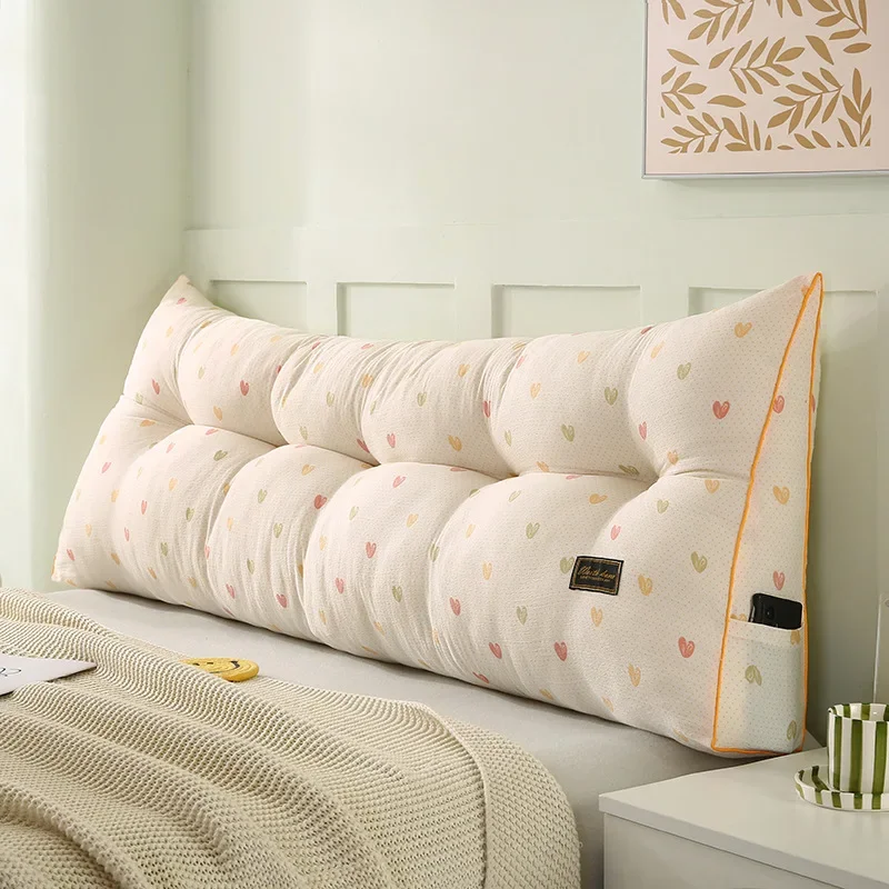 Long Triangle Backrest Cushion  Printed with Pocket Relieve Fatigue Pillow Multi Specification Bedroom Decor Headboard Bolster
