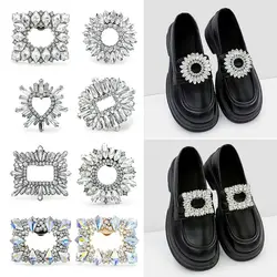 Wedding Bride Shoe Decorations Clip Glass Crystal High Heel Shiny Clips Removable Rhinestone Buckle Decorative Women