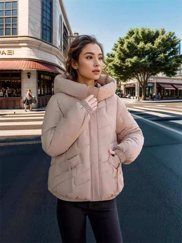 Casual Woman Down Jacket Puffer Jacket 2024 New Coat Hooded Fashion Warm Thick Zipper Snow Wear Coat Woman Winter Clothes