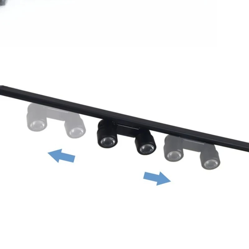 Mini Double Head Black Magnetic Track Spotlight for Jewelry Light Emitting Diode Showcase Lighting