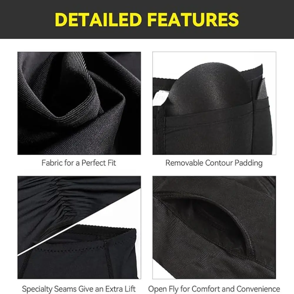 

Нижнее белье для подтяжки ягодиц Нижнее белье с подкладкой для ягодиц из нейлона с 4 съемными подушечками Короткие трусы-боксеры Высокая эластичность Подтяжка бедер