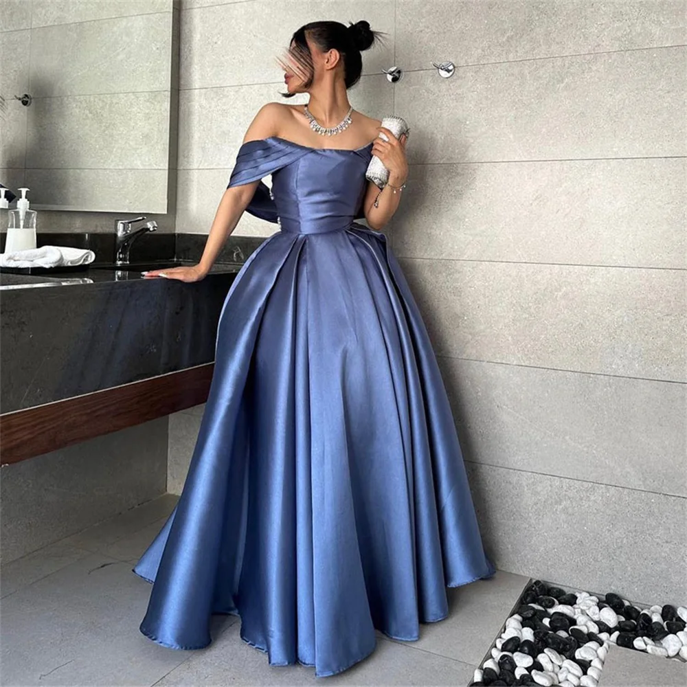 

ROYET Luxury Crystals Strapless Pleat A Line Formal Evening Dress Floor Length Elegant Long Ball Prom Gown New Customized