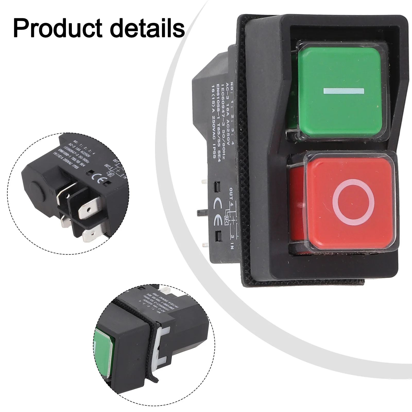 Compact Design Waterproof Push Button Electromagnetic Switch Rated at IP55 Works at AC250V with a Max of 16A Current