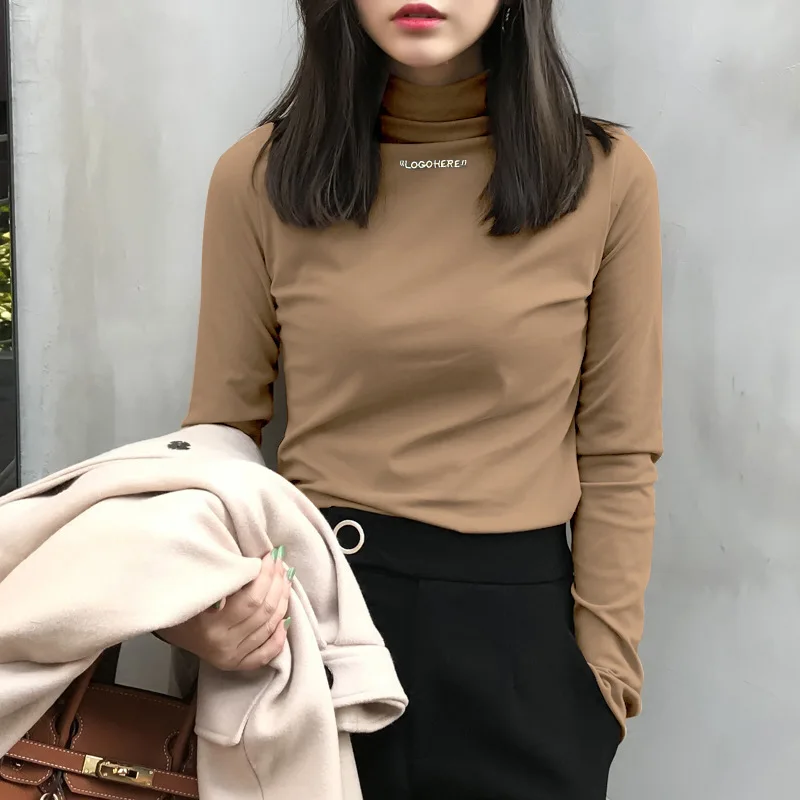 Letters Turtle Long Sleeve T-shirts Women Winter Slim Embroidery Tops Sexy Y2K Vintage Tees Shirts Cheap Clothes Woman Tshirts