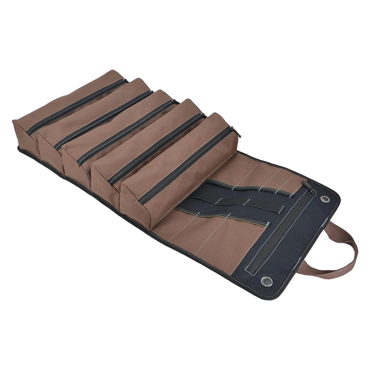 Heavy-Duty Waxed Canvas Tool Roll, 15-Pocket Roll-Up Tool Wrap Organizer 30×14.5in, Water Resistant Tool Pouch Storage Bag